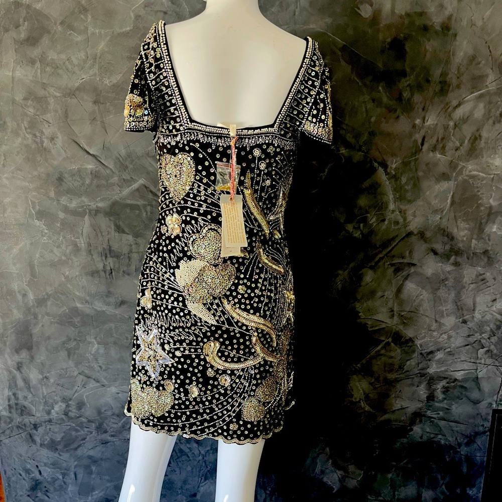 Elegant Black and Gold Embellished Dress